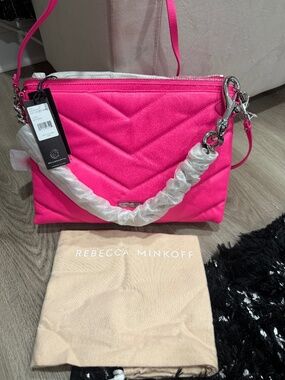 NWT 100 % Authentic Rebecca Minkoff neon pink Edie Maxi bag